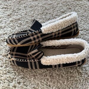 Rothy's Brown and Black Knit Slippers with Shearling